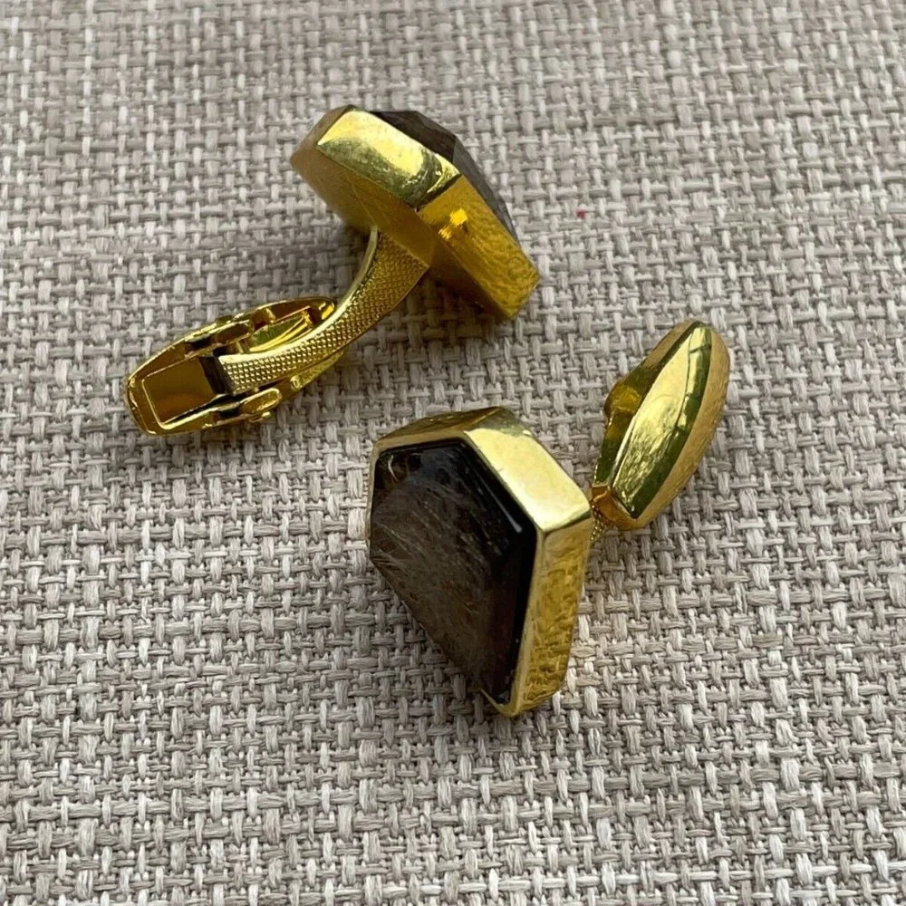 Men Cuff Links Gold Tone Faux Stone Fashion Men Jewelry Dress Shirt Cuff Link